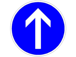 Verkehrszeichen 209-30; Fahrtrichtung geradeaus