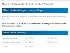 Öffnungszeiten der Zentrale im Rathaus