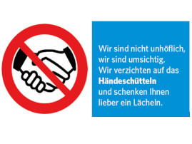 Symbol Händeschütteln vermeiden